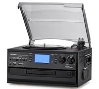 ORCC 10-in-1 Record Player, with Gift Card, Vinyl Turntable for 33/45/78 RPM, CD/USB/SD Play & Record, Bluetooth & Remote Control, FM/AM Radio for Music Lovers, Dark Grey