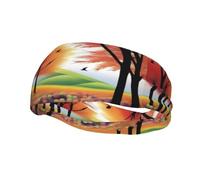 Orchard in Autumn Pattern Sports Sweatband Headscarf Head Bands for Women Men Suitable for Running Yoga Fitness Football