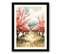 Orchard in Bloom Botanical Framed Wall Art Print A1 (84.1×59.4cm) Black, Wall Decor for Living Room, Bedroom, Office & Home, Ready to Hang, Art Gift