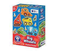 Orchard Toys Big Wheels Jigsaws, 4 and 8-Piece Puzzles for Kids Age 3+ | Construction and vehicle puzzles for little hands. Digger, wrecking ball, cement mixer and tipper puzzles with play pieces.