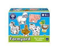 Orchard Toys Farmyard Jigsaw Puzzles, Six Puzzles in a box, 2-Piece Puzzles For Toddlers Ages 18mths +, First Puzzle, Develops Hand-Eye Coordination