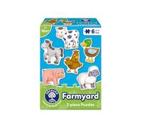 Orchard Toys Farmyard Jigsaw Puzzles, Six Puzzles in a box, 2-Piece Puzzles For Toddlers Ages 18mths +, First Puzzle, Develops Hand-Eye Coordination