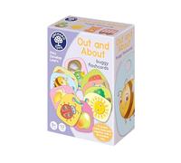 Orchard Toys Out and About Buggy Flashcards - 10 Double-Sided, Wipe-Clean Educational Flashcards for Babies and Toddlers - Stroller Clip Toy for Early Learning and Outdoor Fun