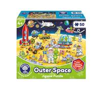 ORCHARD TOYS Outer Space Jigsaw Floor Puzzle for Kids Age 4+, 50 Pieces | Space, astronaut and aliens puzzle with poster and learning guide. Great gift for boys, girls and space fans. Chunky pieces.