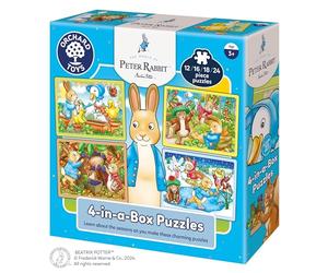 Orchard Toys Peter Rabbit™ 4-in-a-box Puzzles by Orchard Toys, 12, 16, 18 and 24 Pieces Official Beatrix Potter Jigsaw Puzzles, for Children Age 3+, Birthday Gift