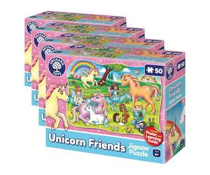 Orchard Toys Unicorn Friends Jigsaw, 50-Piece Shaped Puzzle, Includes Poster and Learning Guide, For Ages 4+, Perfect for Kids who love Unicorns (Pack of 4)