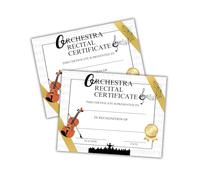 Orchestra Recital Certificate of Achievement Award 30pk 8.5x11” Conductor Appreciation Full Band School Music Lessons End of Year