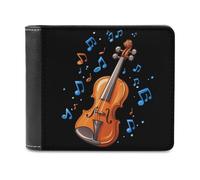 Orchestra Violin Player Music Bifold Wallet PU Leather Credit Card Holder Wallets Slim Front Pocket Money Clip