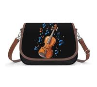 Orchestra Violin Player Music Crossbody Bags PU Leather Shoulder Bag Handbag Messenger Bag with Shoulder Strap