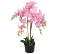 Orchid Artificial 75 cm Pink Fabric Flowers Plastic Leaves Lifelike Pot IndoorUK