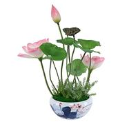Orchid Artificial Flowers Fake Flowers Artificial Lotus Bonsai Blue and White Porcelain Planter Artificial Flower Decor Fake Floral for All Seasons Natural Look