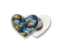 Orchid Bird Square Continuous Pattern Animal Heart Metal Pin Brooch Clip Love