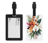 Orchid Bouquet with Leaves and Flowers Luggage Tag Travel Bag Suitcase Baggage Name Tags