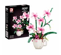 Orchid Building Block Set Lego Compatible Coffee Cup Desk Decor Adults | Easy Build Guide, Stress Relief Decor,Home & Office Decor,Premium ABS Quality,Gift for Adults