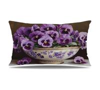 Orchid Cushion Covers 60cm x 90cm Set of 1, Velvet Rectangle Decorative Pillows Purple Double Sided Printing Sofa Cushions with Invisible Zipper, Couch Bedroom Car Autumn Decor Gifts for Women Q9-456