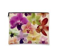 Orchid Design Makeup Bag, Vibrant Floral Cosmetic Travel Bags for Women, Compact Small Canvas Zipper Pouch, Gift-Ready Skincare Toiletry Organizer, Spring Festival Accessory, Violet, 7x9 Inch, Orchid