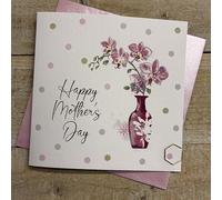 ORCHID & DOTS MOTHER'S DAY CARD, HAND FINISHED (M26-D11)