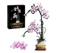 Orchid Flower Building Blocks Set - 696PCS Oncidium Potted Plant Bricks Kit, Home Office Decor, DIY Botanical Collection for Adults, for Women Birthday, Mother's Day