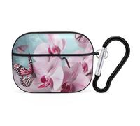 Orchid Flower Butterfly AirPods Pro Case Cover with Keychain Ring PC Hard Shell Protective Case for AirPods Pro 2nd for Women Men Generation Easy Open Full Drop Protection Cover Black-Style