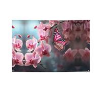 Orchid Flower Butterfly Soft Fresh Spring Banner Party Decor Backdrop Banner Birthday Party Photography Background Decorations 47 x 71 Inch Flag Indoor Outdoor Wall Decor Banner Party Supplies Favors