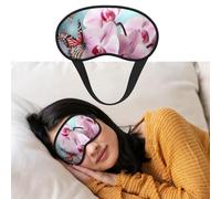 Orchid Flower Butterfly Soft Fresh Spring Eye Mask for Sleeping Soft Satin Sleep Shade Cover Blindfold with Elastic Strap Travel Nap Blackout Eye Shade Cover for Women Men