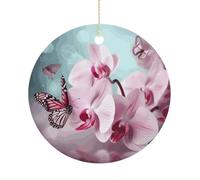 Orchid Flower Butterfly Soft Fresh Spring Hanging Ceramic Ornaments, Christmas Tree Decorations, Funny Home Decor Gifts for Women, Sisters & Work Best Friends