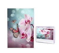 Orchid Flower Butterfly Soft Fresh Spring Jigsaw Puzzle for Adults Challenging Wooden Puzzles 1000 Pieces Personalized Photo Puzzle Picture Jigsaws Custom Jigsaw Puzzles for Birthday