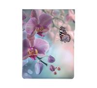 Orchid Flower Butterfly Soft Fresh Spring Print 13-inch Laptop Sleeve, Slim Shockproof Insertion Design Leather Laptop Case for Office, School, Travel