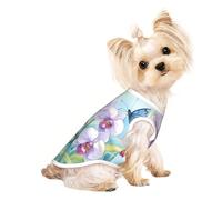 Orchid Flower Butterfly Soft Fresh Spring Print Dog Shirt Summer Pet T-Shirts Stretchy Cats Dogs Tee Shirt Sleeveless Tank Top Dog Vest