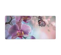 Orchid Flower Butterfly Soft Fresh Spring Print Mouse Pad Extra - Large Desk Mat for Office, Work - from - Home, PC Gamers & Streamers 16 x 35.5 Inch