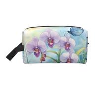 Orchid Flower Butterfly Soft Fresh Spring Print Travel Toiletry Bag,Makeup Bag,Cosmetic Bag,Hanging Tolietry Bag for Women Men,Gym Daily