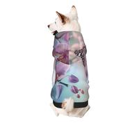 Orchid Flower Butterfly Soft Fresh Spring Printed Dog Hoodie Soft Dog Sweatshirt Cute Cat Dog Clothes for Small Dogs Kitten Puppy, S