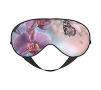 Orchid Flower Butterfly Soft Fresh Spring Printing Sleep Mask for Women Men Double-Sided Print Soft Silk Eye Masks Eye Sleep Shade Cover