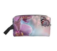Orchid Flower Butterfly Soft Fresh Spring Prints Makeup Bags for Women Girls Large Capacity Zipper Cosmetic Bag Travel Toiletry Bag Organizer with Handle