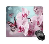 Orchid Flower Butterfly Square Mouse Pad Portable Computer Mousepad with Non-Slip Rubber Base 18 * 22cm Ultra-Thin Gaming Mouse Mat for Computer Laptop Office Desk Accessories