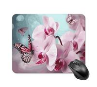 Orchid Flower Butterfly Square Mouse Pad Portable Computer Mousepad with Non-Slip Rubber Base 20 * 25cm Ultra-Thin Gaming Mouse Mat for Computer Laptop Office Desk Accessories