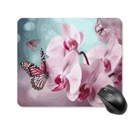 Orchid Flower Butterfly Square Mouse Pad Portable Computer Mousepad with Non-Slip Rubber Base 25 * 30cm Ultra-Thin Gaming Mouse Mat for Computer Laptop Office Desk Accessories