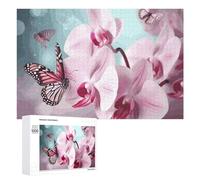 Orchid Flower Butterfly Wooden Puzzles for Adults 1000 PCS Unique Shape Puzzles Wall Art Home Decor for Puzzle Lovers, Family, Friend Creative Gift Toys