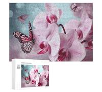 Orchid Flower Butterfly Wooden Puzzles for Adults 300 PCS Unique Shape Puzzles Wall Art Home Decor for Puzzle Lovers, Family, Friend Creative Gift Toys