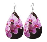 orchid flower earrings for women earings leather teardrop double sided earrings lightweight dangle earrings for women ear accessories fashion jewelry birthday gift