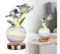 Orchid Flower Lamps, Rechargeable Cordless Touch Dimming Artificial Flower Desk Lamp, 3 Colors Dimmable Plant Lamp Night Light for Mothers Day Gifts [Energy Class A]