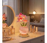 Orchid Flower Lamps - Touch Stepless Dimming Orchid Night Light-3 Colors Rechargeable LED Artificial Flower with Glass Vase Table Lamp -Home Decor Pink Bedside Lamp for Birthday Gifts for Women Mom
