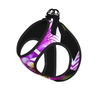 Orchid Flower Print Pet Leash Vest Reflective Adjustable Soft Mesh Vest Breathable For Daily Walks