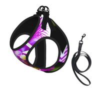 Orchid Flower Print Pet Leash Vest Reflective Adjustable Soft Mesh Vest Breathable For Daily Walks
