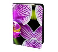 Orchid Flower print Travel Wallet Passport Holder Case for Family Leather Passport Cover for Men Women, Black, One Size