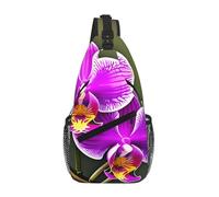 Orchid Flower Printing Cross Chest Bag Diagonally Sling Bag For Men Women Crossbody Shoulder Bag Travel Hiking Daypack, Black, One Size