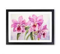 Orchid Flower Watercolour Framed Print | A2 Black Framed Wall Art | Ready to Hang | Modern Floral Picture | Living Room Bedroom Lounge Office