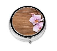 Orchid FlowerMeta Pill Box 3 Compartment Medicine Case,Portable Organizer