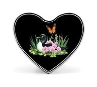 Orchid Flowers Monarch Butterfly Cute Heart Badge for Women Men Novelty Funny Brooches Pins for Shirts Bags Hats