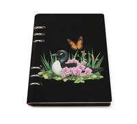 Orchid Flowers Monarch Butterfly Printed A5 Notebook Binder Refillable Notebook 6 Metal PU Leather Ring Planner Daily Work